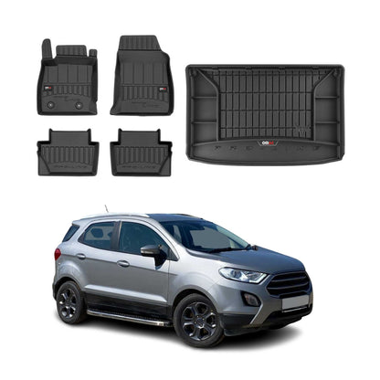 2018-2022 Ford EcoSport Premium Floor Mats & Cargo Liner Full Set All Weather Heavy Duty Upper Trunk