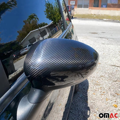 OMAC Side Mirror Cover Caps Fits Fiat 500 500C 2012-2019 Carbon Fiber Black 2 Pcs 2525111C