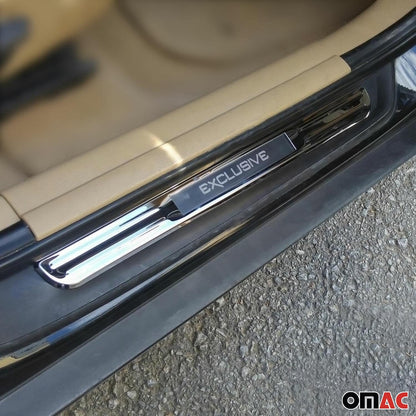 OMAC Door Sill Scuff Plate Scratch Protector for Kia Rio 2012-2017 Exclusive Steel 2x 40189696090LX