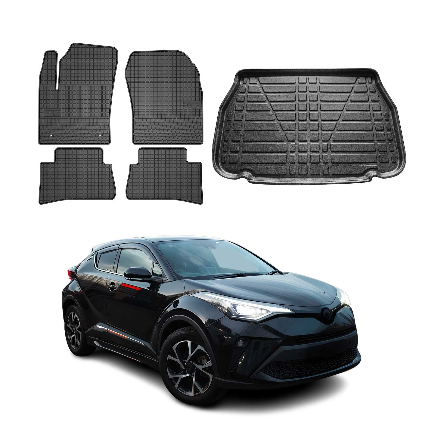 2018-2022 Toyota C-HR Floor Mats & Cargo Liner Full Set All Weather Black