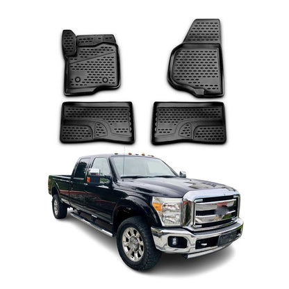 2011-2016 Ford F-250 Super Duty Floor Mats Liners Full Set All Weather Black
