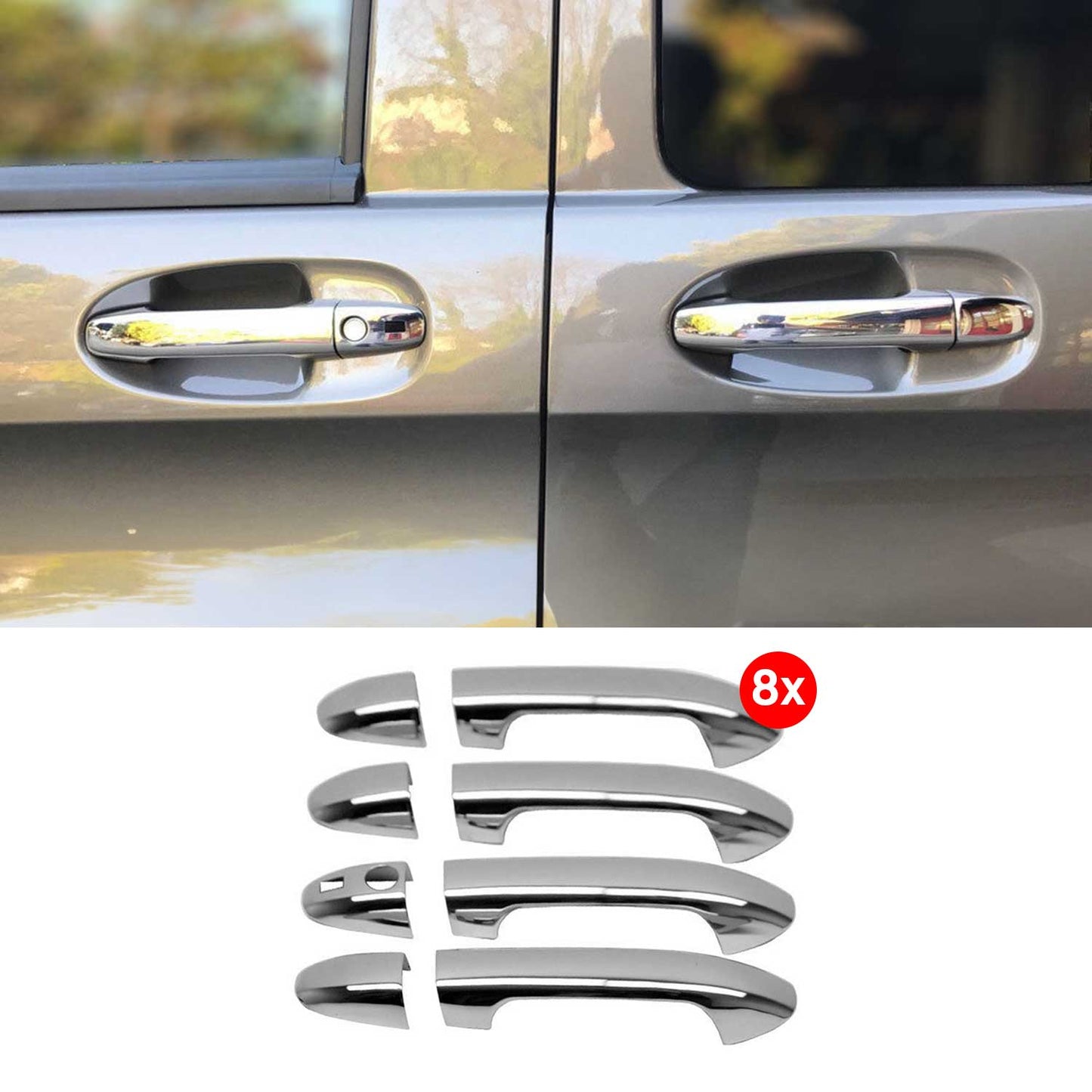 2016-2024 Mercedes Metris Car Door Handle Cover Protector Keyless Stainless Steel 8x