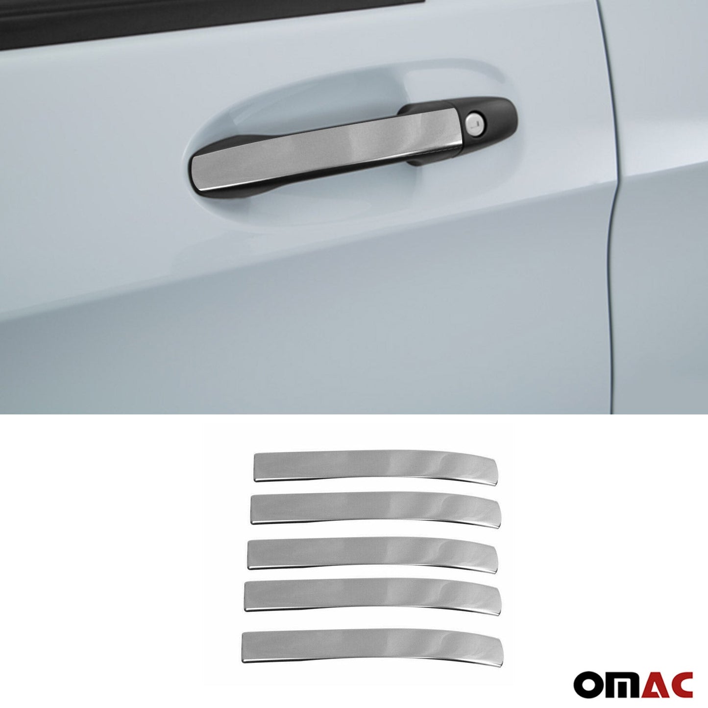 OMAC Chrome Door Handle Cover for Mercedes Metris 2016-2023 Trim S.Steel 5 Pcs 3536401