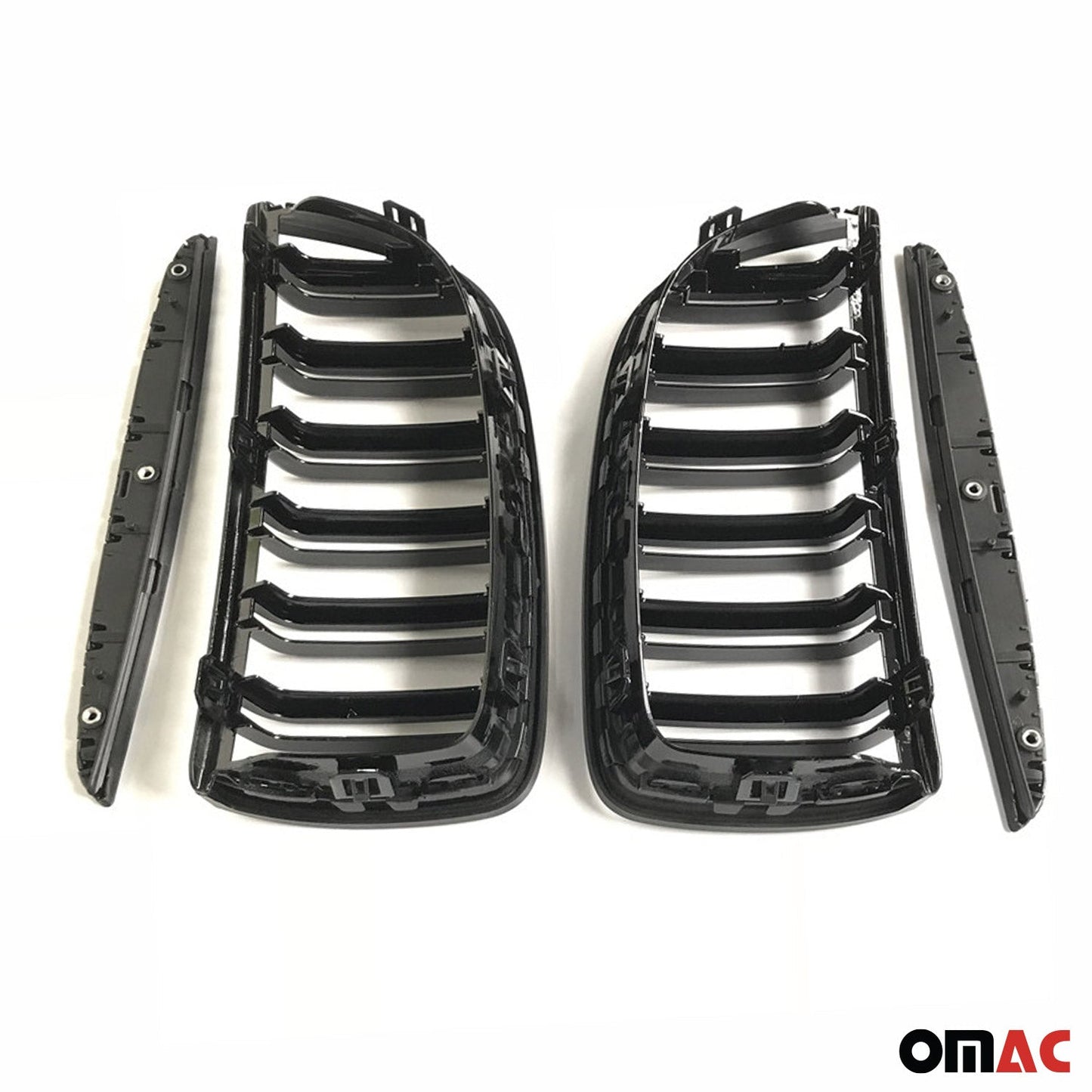 OMAC For BMW E90 E91 2005-2008 Front Kidney Grille M4 Style Gloss Black Dual Slat 1203P083M