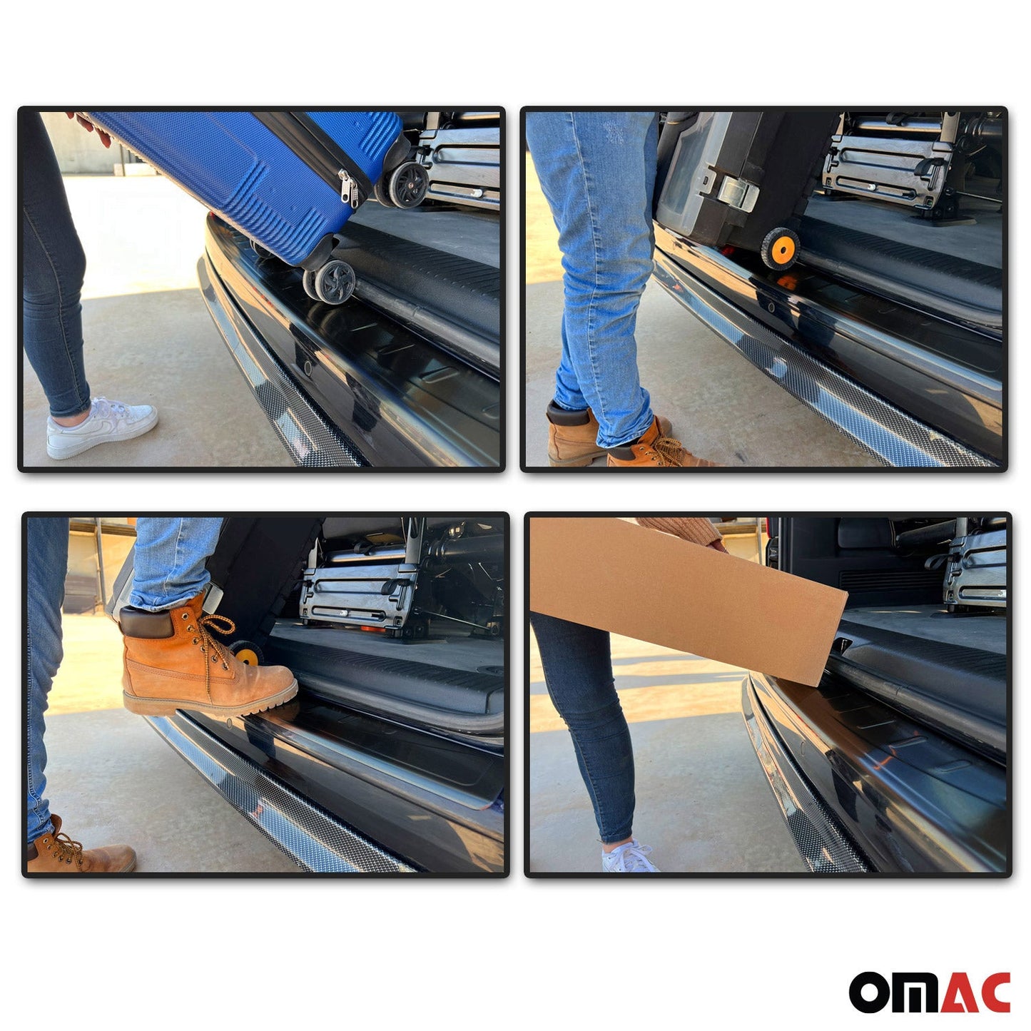OMAC Rear Bumper Sill Cover Protector Guard for Mazda CX-3 2016-2021 Steel Dark 4624093BT