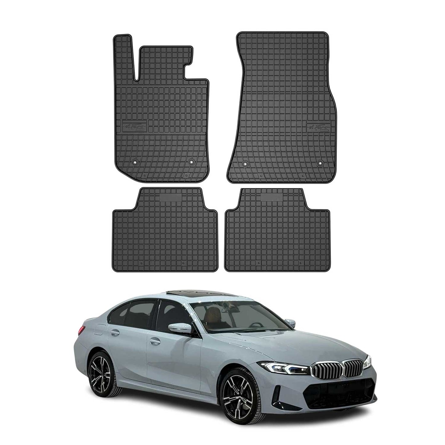 2019-2025 BMW 3 Series G20 Sedan / G21 Touring Floor Mats Liners Full Set All Weather Rubber Black