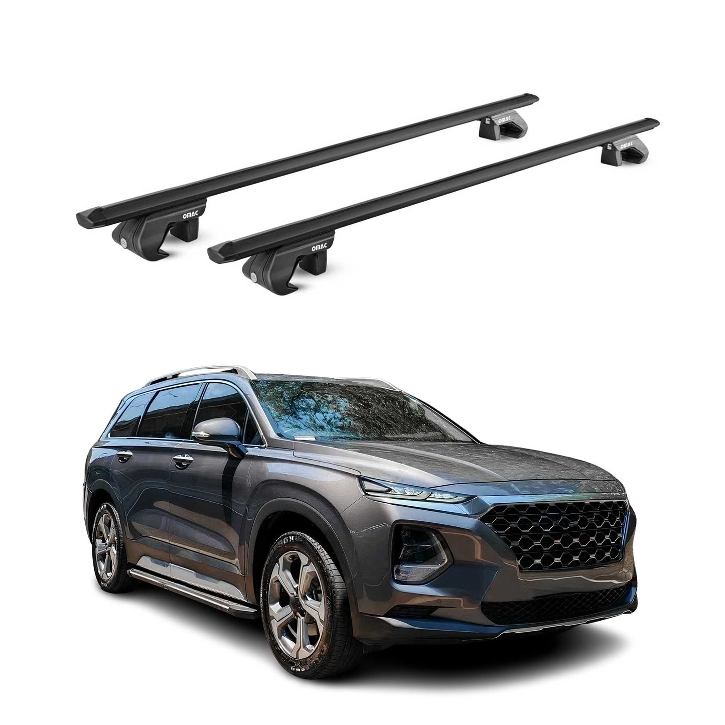 2024-2026 Hyundai Santa Fe Roof Rack Cross Bars Luggage Carrier Alu Black 2x