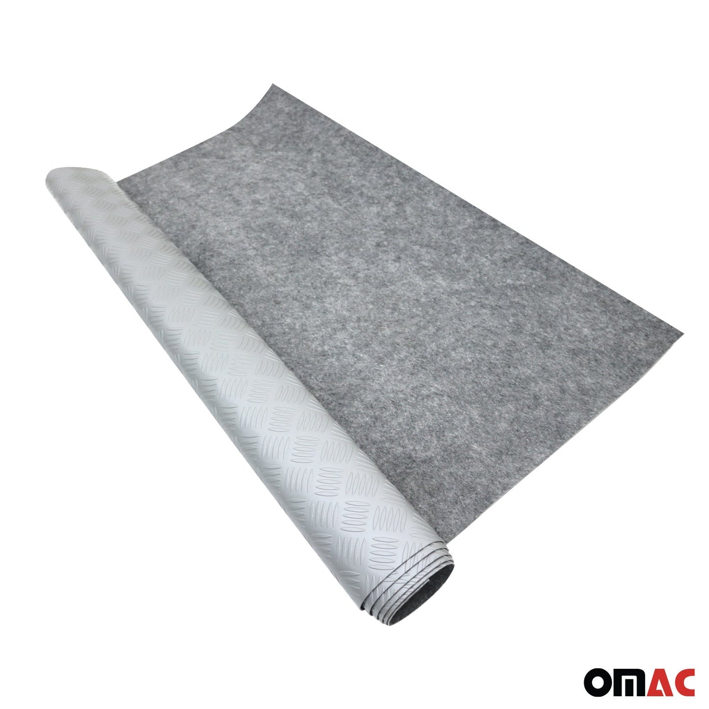 OMAC Rubber Truck Bed Liner Trunk Mat Flooring Mat 40x79 inch Chequered Grey U014790
