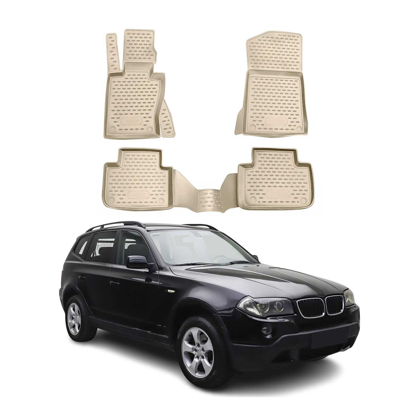 2004-2010 BMW X3 E83 Floor Mats Liners Full Set All Weather Beige