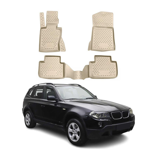 2004-2010 BMW X3 E83 Floor Mats Liners Full Set All Weather Beige