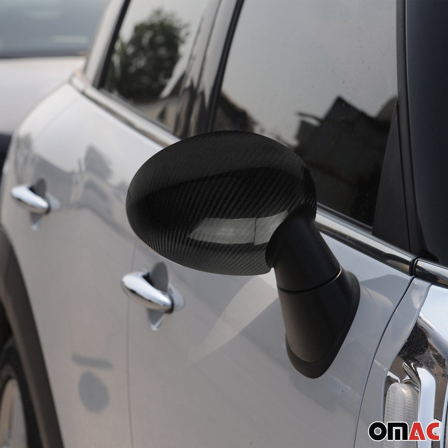 OMAC Side Mirror Cover Caps Fits Mini Cooper F55 F56 2014-2022 Carbon Fiber Black 2x 4811111C