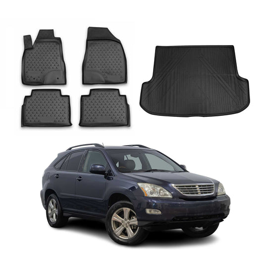 2007-2009 Lexus RX350 Floor Mats & Cargo Liner Full Set All Weather Black