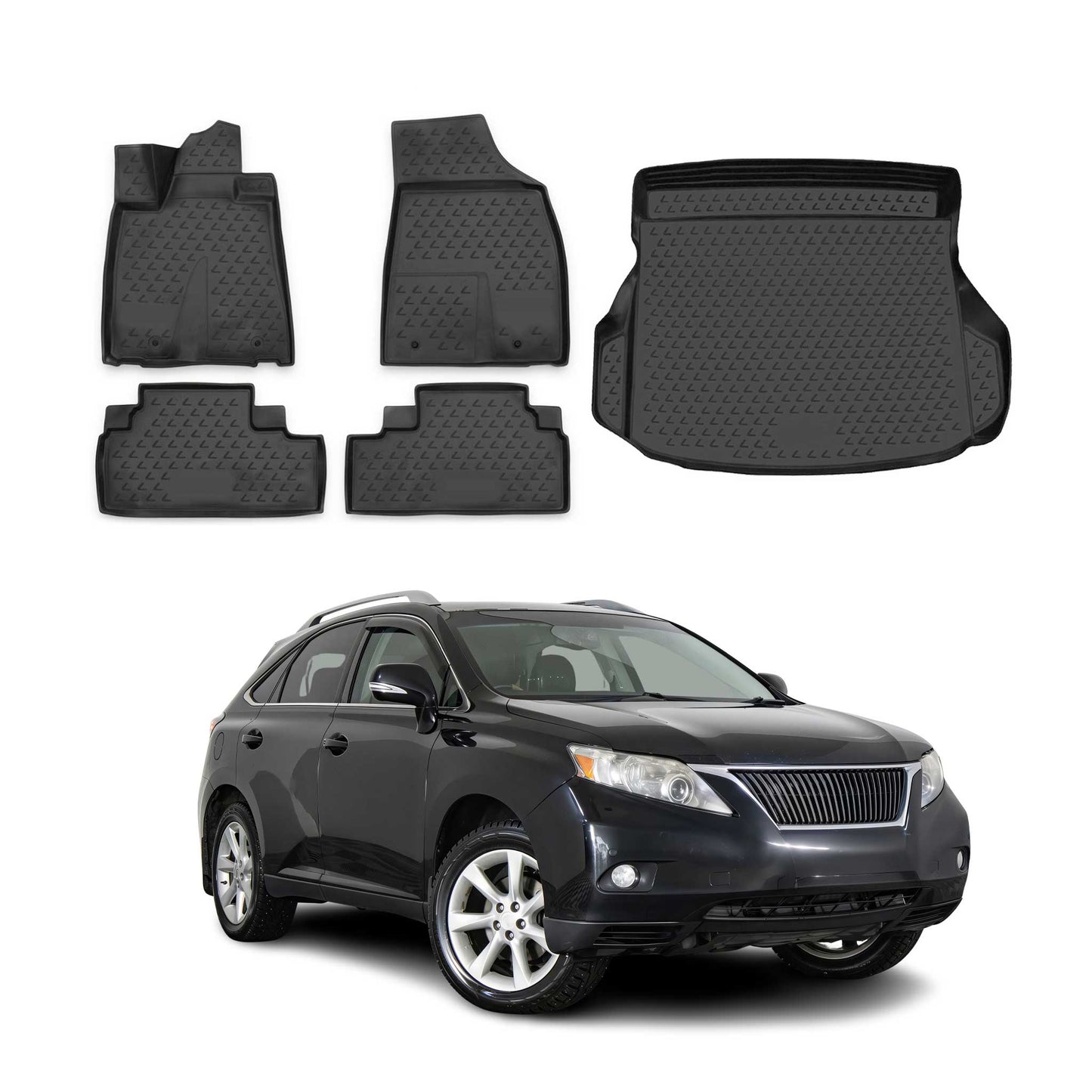2009-2012 Lexus RX350 Floor Mats & Cargo Liner Full Set All Weather Black