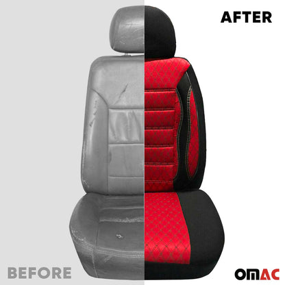 1993-2003 Volkswagen Eurovan Front Car Seat Covers Protector Black Red 2+1 Set