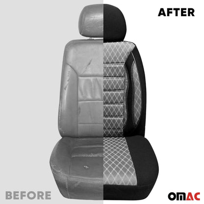 OMAC Front Car Seat Covers Protector for VW Eurovan 1993-2003 Grey & Black 2+1 Set A006515