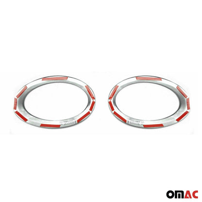 OMAC Fog Light Lamp Bezel Cover for Ford Transit Connect 2014-2019 Steel Silver 2 Pcs 2627103