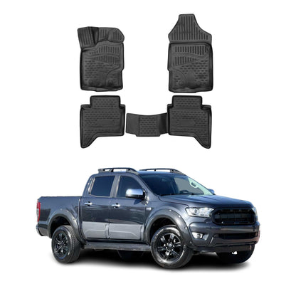 2019-2023 Ford Ranger SuperCrew Floor Mats Liners Full Set All Weather Black