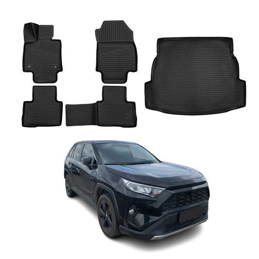 2019-2025 Toyota RAV4 Floor Mats & Cargo Liner Full Set All Weather Black