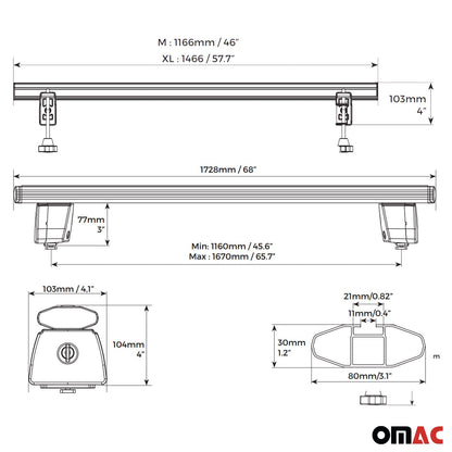 OMAC Truck Bed Rack System for GMC Sierra 1500 Alu Pick Up Sliding Rack 4Pcs A053321