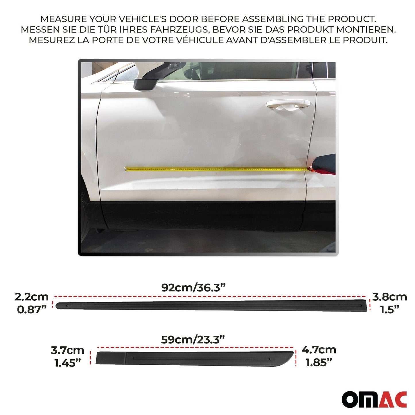 OMAC Side Door Molding Trim Skirt Garnish for Acura Black 4 Pcs U020361