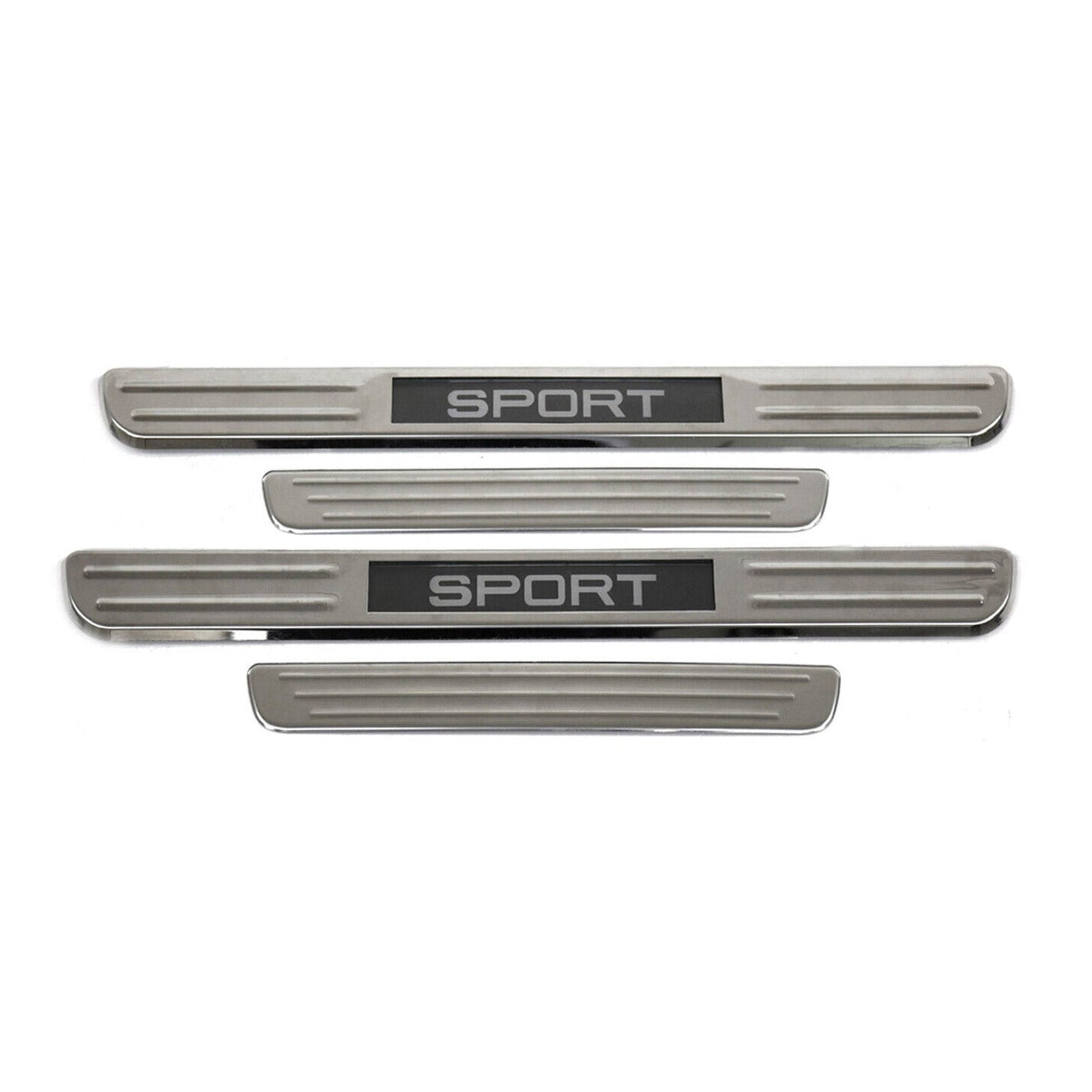 OMAC Door Sill Scuff Plate Illuminated for Chevrolet Spark Sport Steel Silver 4 Pcs U016667