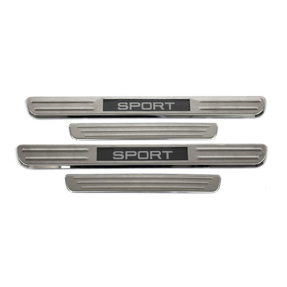 OMAC Door Sill Scuff Plate Illuminated for Chevrolet Spark Sport Steel Silver 4 Pcs U016667