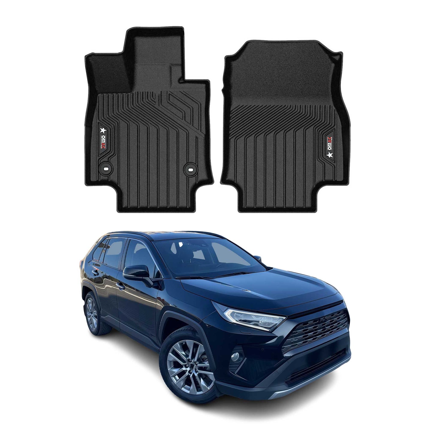 2019-2025 Toyota RAV4 Premium Floor Mats Liners First Row Front Black
