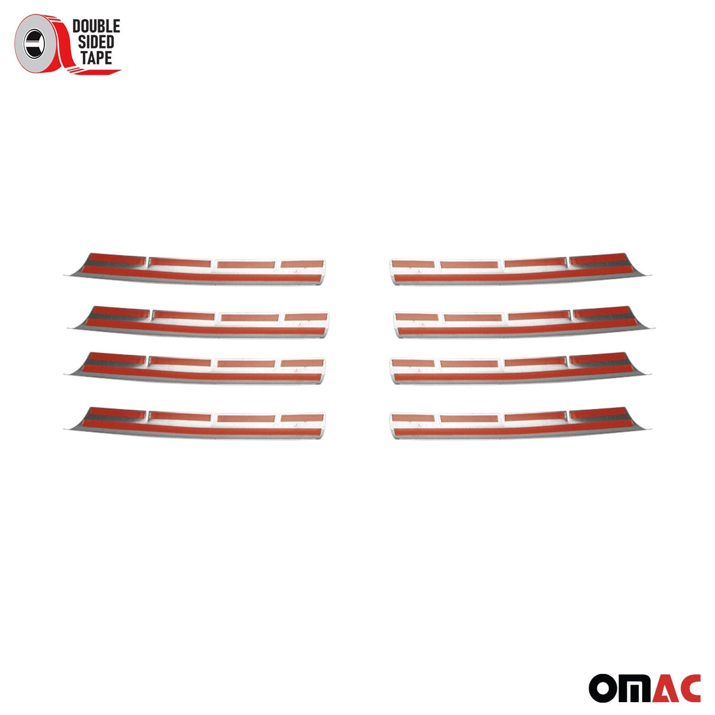 OMAC Front Bumper Grill Trim Molding for VW T5 Transporter 2003-2010 Steel Silver 8x 7522081