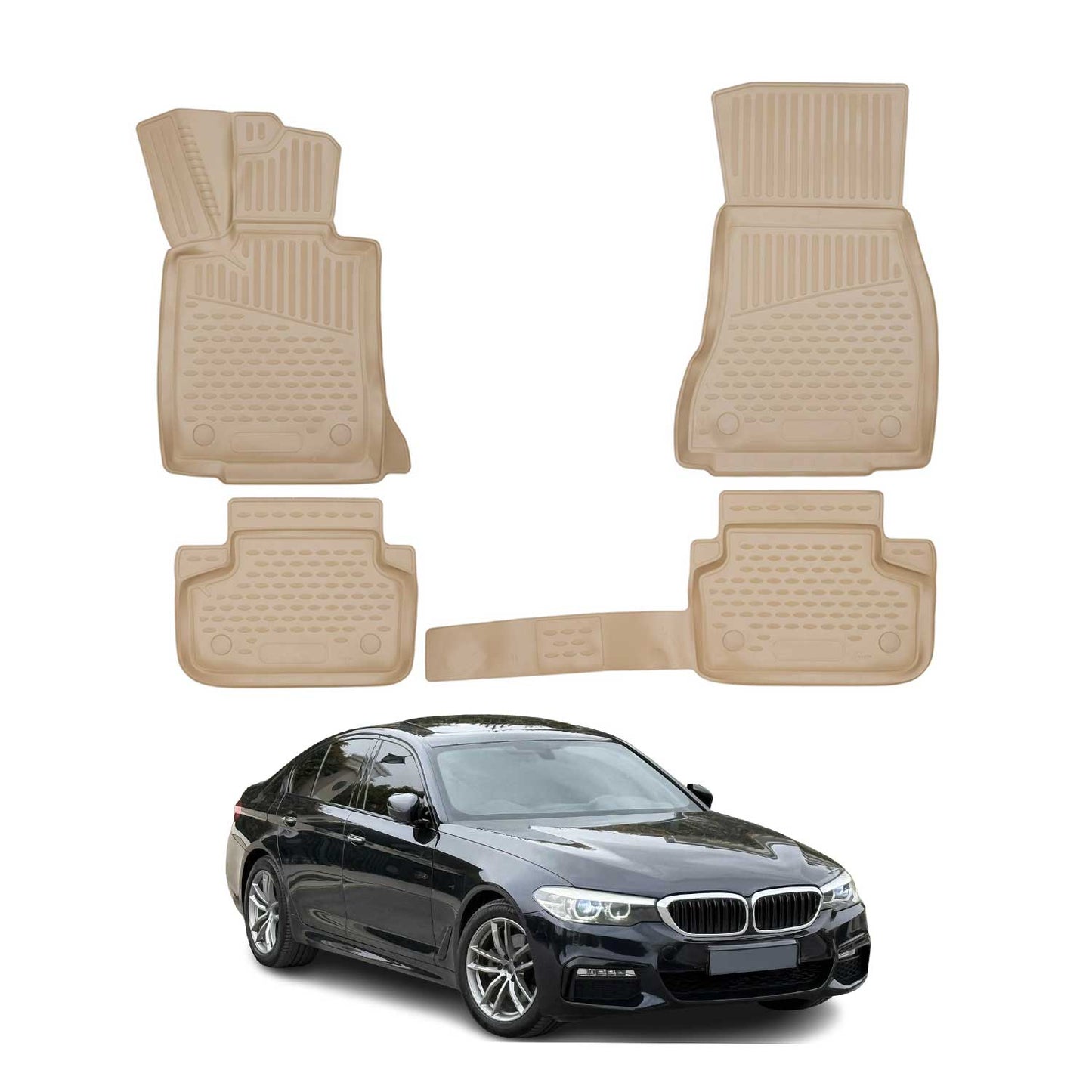 2017-2023 BMW 5 Series G30 G31 Sedan Touring Floor Mats Liners Full Set All Weather Beige