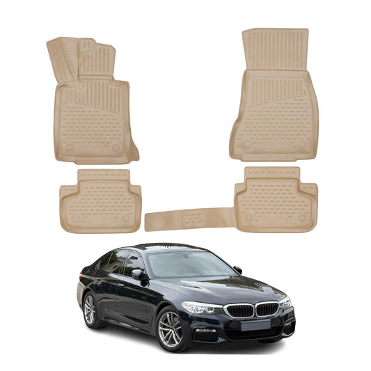 2017-2023 BMW 5 Series G30 G31 Sedan Touring Floor Mats Liners Full Set All Weather Beige
