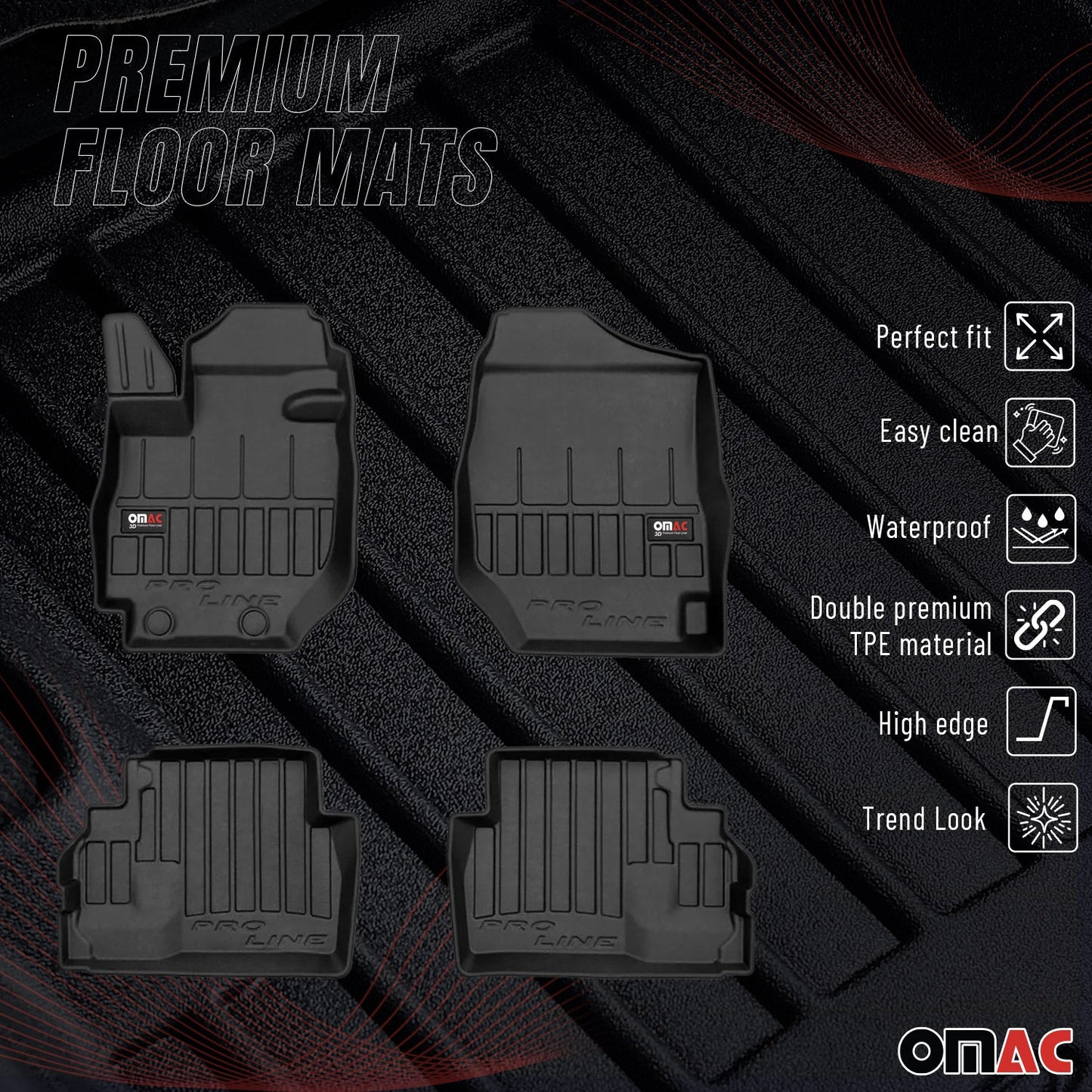 OMAC OMAC Premium Floor Mats for for Suzuki Jimny 2019-2024 TPE Rubber Black 4Pcs '6918454