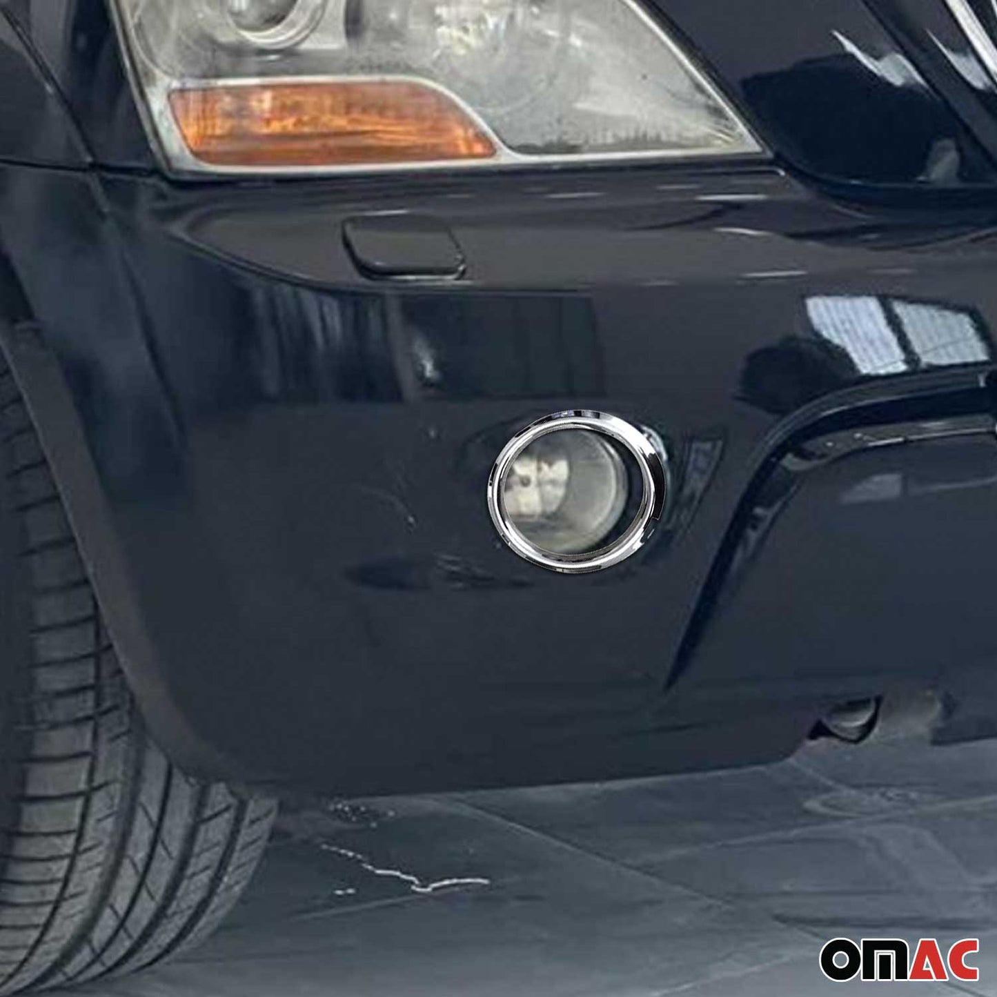 2003-2009 Kia Sorento Fog Light Lamp Bezel Cover Stainless Steel Silver 2 Pcs