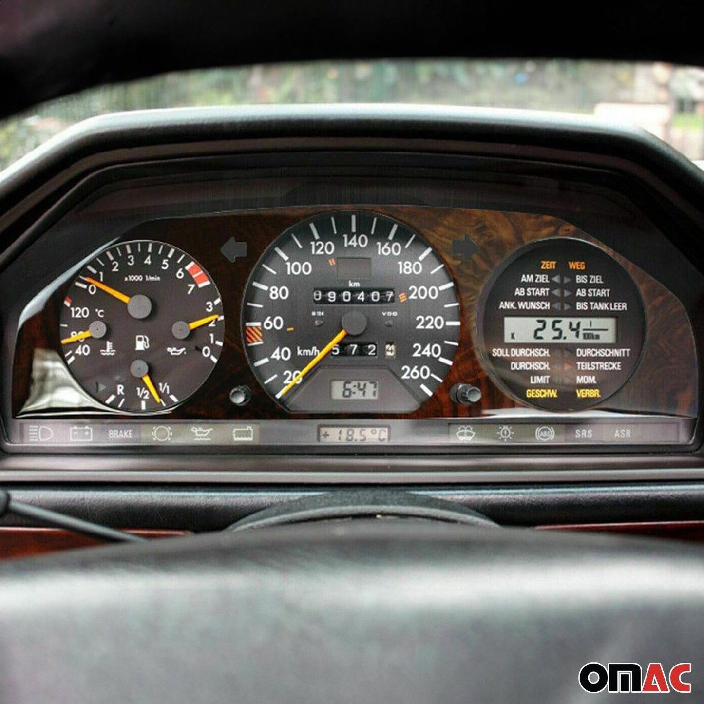 OMAC Fits Mercedes Benz E Class W124 1985-1996 Speedometer Frame Walnut Genuine Wood 4727215-W3