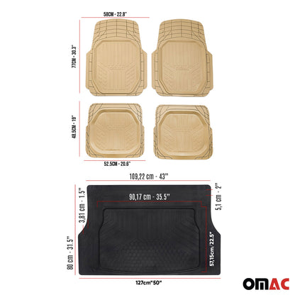 OMAC Floor Mats and Cargo Liners Semi Custom Universal for Cars SUV Beige