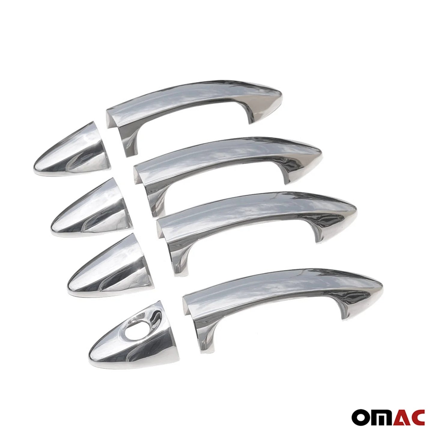 OMAC Car Door Handle Cover Protector for Ford Fiesta 2011-2019 Steel Chrome 8 Pcs 2614041