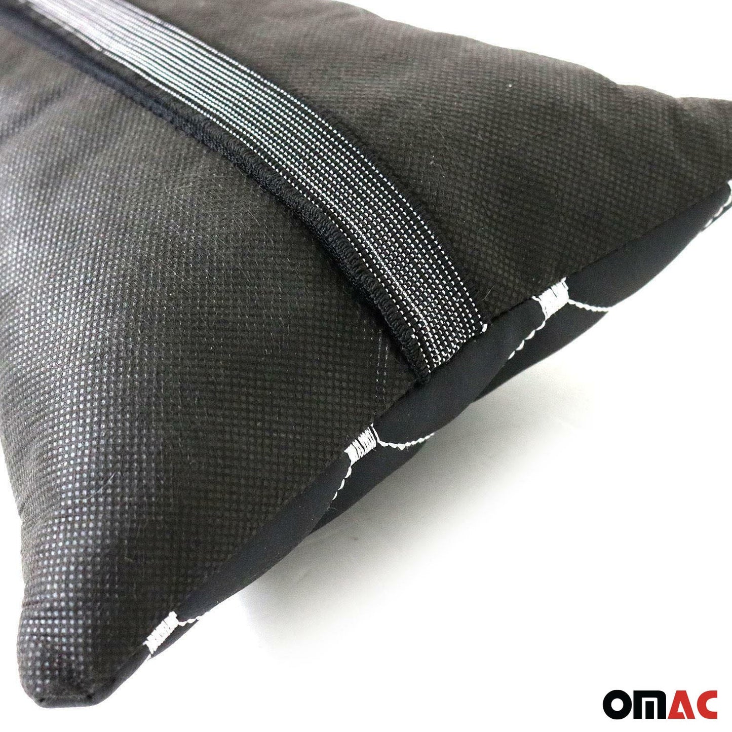 OMAC 1x Car Seat Neck Pillow Head Shoulder Rest Pad PU Leather Black with White 96322-BS1