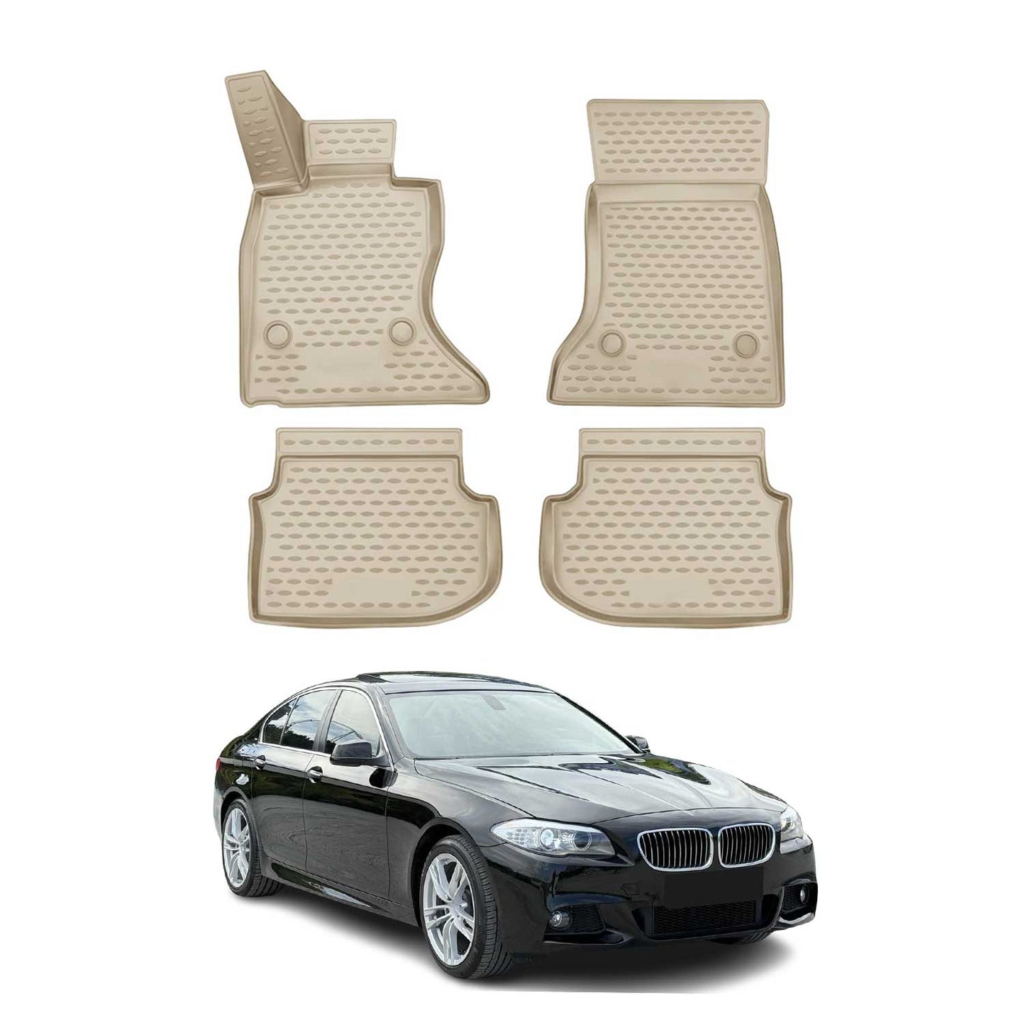 2010-2013 BMW 5 Series F10 F11 4WD xDrive Pre-Facelift Floor Mats Liners Full Set All Weather Beige