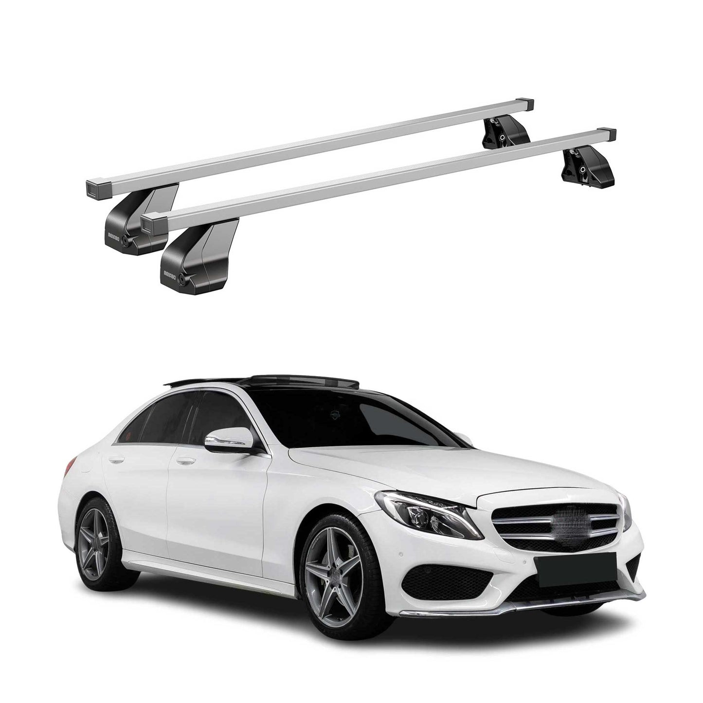 2015-2021 Mercedes C Class W205 Sedan Roof Rack Cross Bars Silver