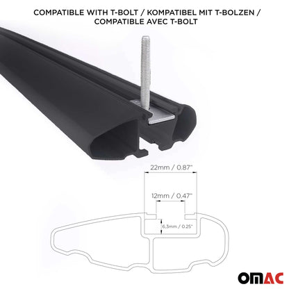 2021-2026 Kia Seltos Roof Rack Cross Bars Black Aluminium 2 Pcs