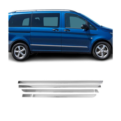 2016-2024 Mercedes Metris L1 L2 Side Door Molding Trim Skirt Garnish Stainless Steel