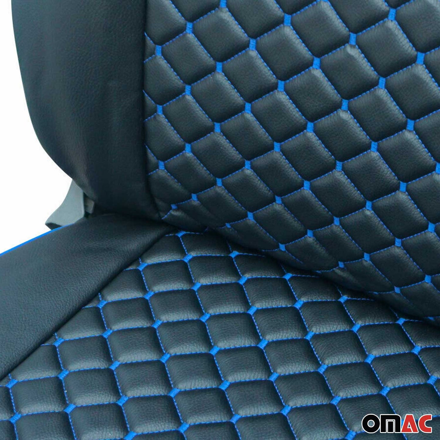 OMAC Leather Custom fit Seat Covers for Mercedes Sprinter W906 2006-2018 Black Blue 4724321A-SM1