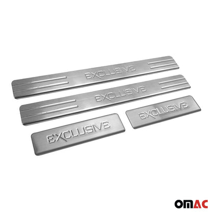 OMAC Door Sill Scuff Plate Scratch Protector for Dodge Ram Exclusive Steel Silver 4x U015442