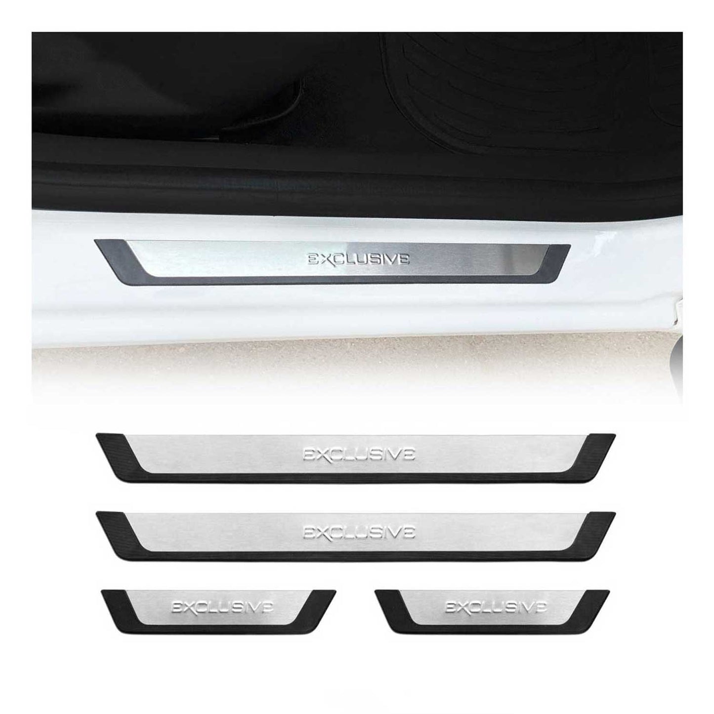 2014-2020 Fiat 500L Door Sill Scuff Plate Scratch Protector Exclusive Brushed Stainless Steel 4Pcs