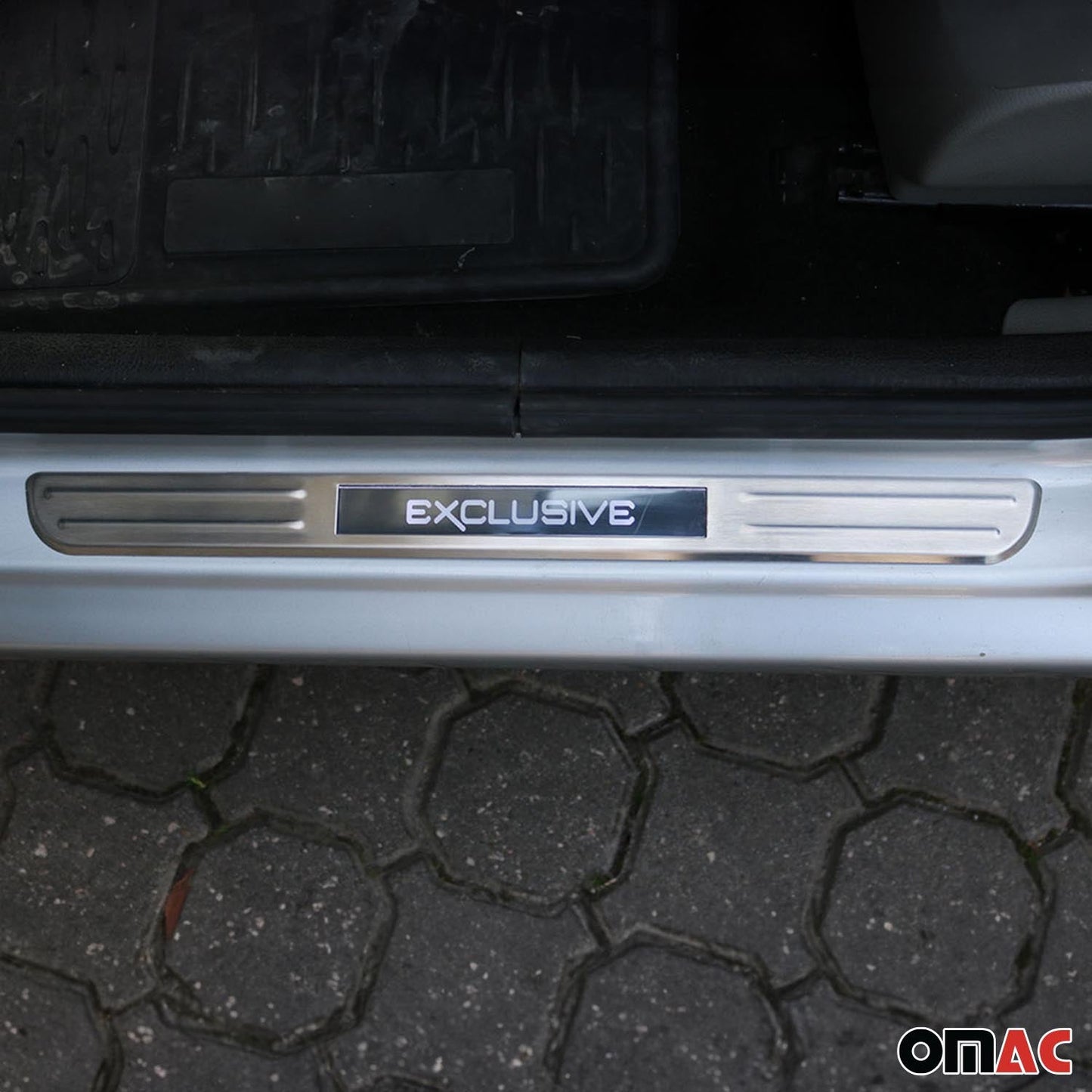 OMAC Door Sill Scuff Plate Illuminated for Range Rover Evoque Exclusive Steel 2x U014542