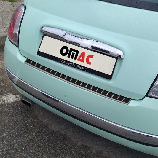 2024 Fiat 500e HB Cabrio Rear Bumper Sill Cover Carbon Foiled Stainless Steel Black 1x