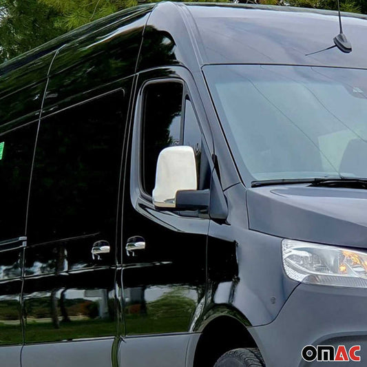 2019-2025 Mercedes Sprinter W907 910 Side Mirror Cover Caps Stainless Steel Silver 2Pcs