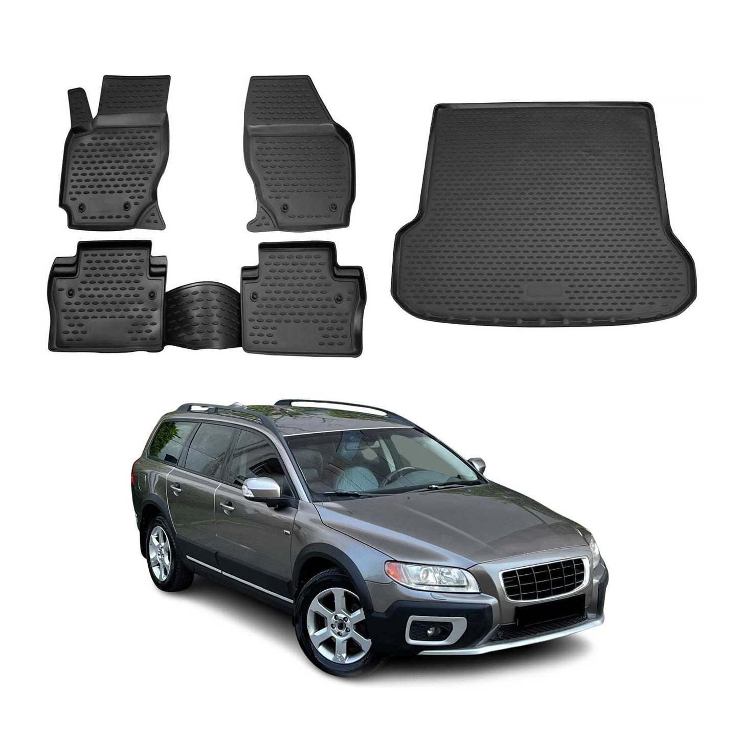 2008-2016 Volvo XC70 Floor Mats & Cargo Liner Full Set All Weather Black