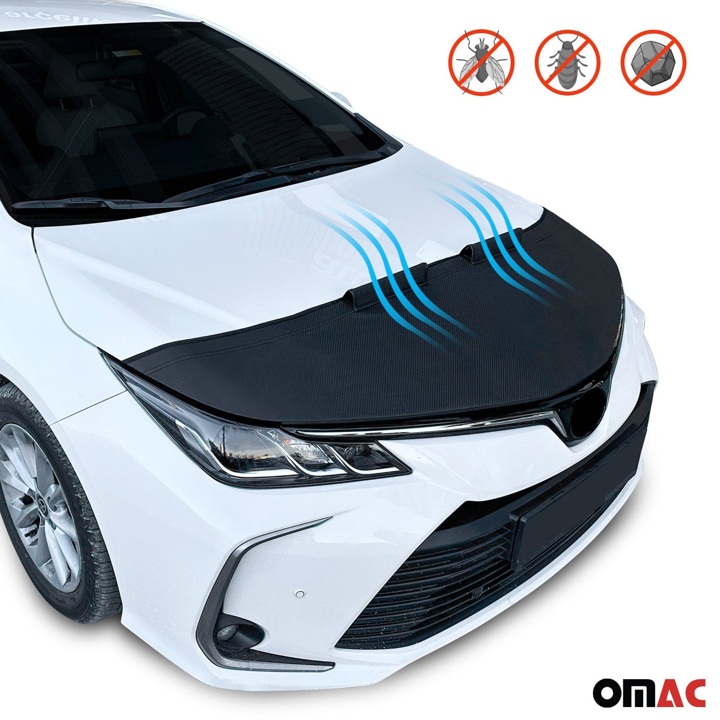 OMAC Car Bonnet Mask Hood Bra for Toyota RAV4 2009-2012 Carbon Black 7005BSC4F