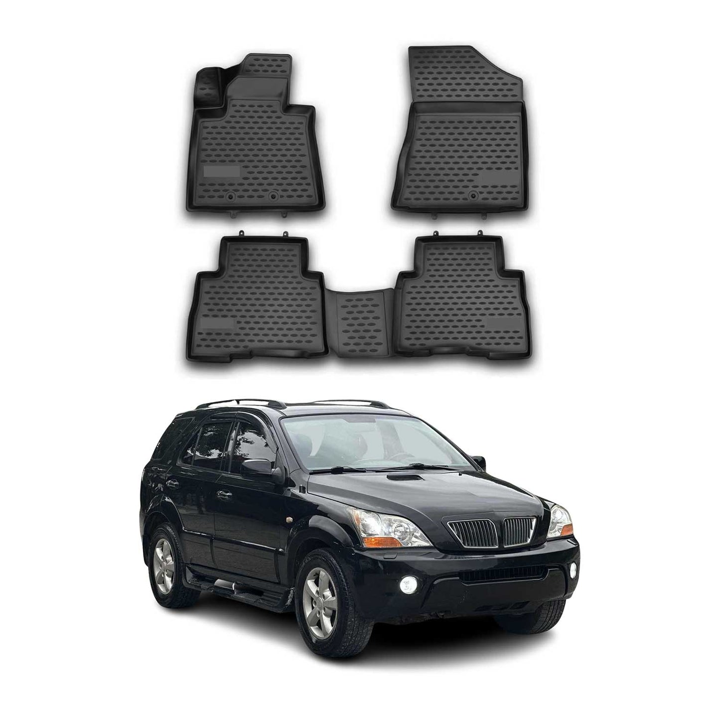 2014-2015 Kia Sorento Floor Mats Liners Full Set All Weather Black