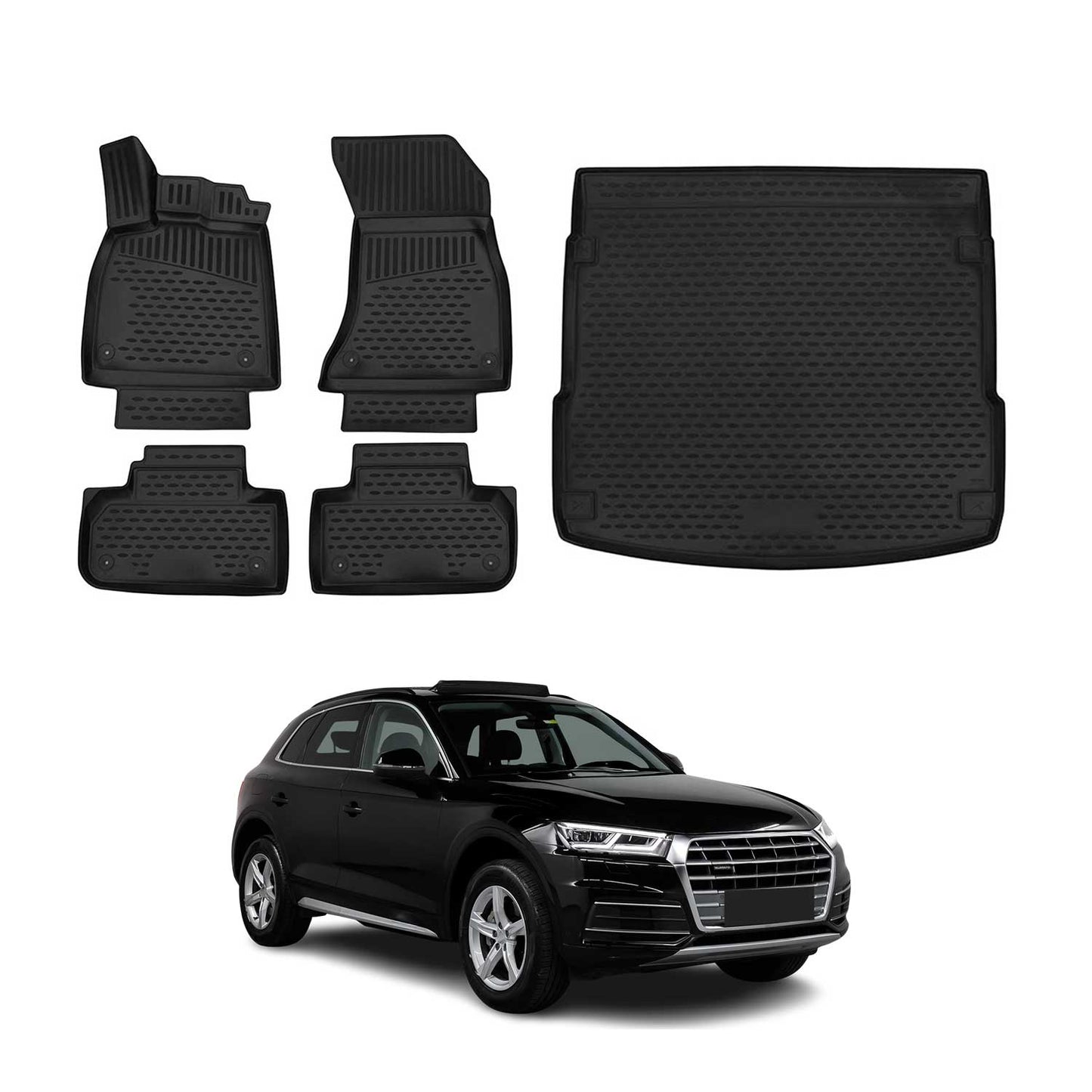 2018-2025 Audi Q5 SQ5 Floor Mats & Cargo Liner Full Set All Weather Black